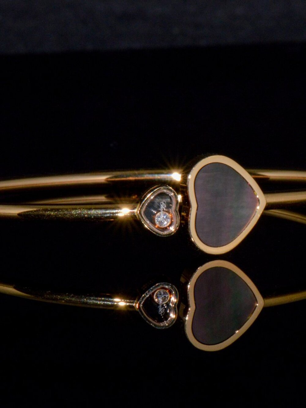 Chopard Happy Hearts Tahitian Mother-of-Pearl Diamond 18K Rose Gold Bangle - Picture 6 of 16